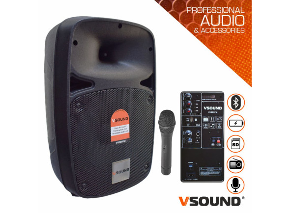 VSOUND VSSE8PM coluna c/ bateria 350W + Micro sem fios VSOUND VSSE8PM coluna c/ bateria 350W + Micro sem fios